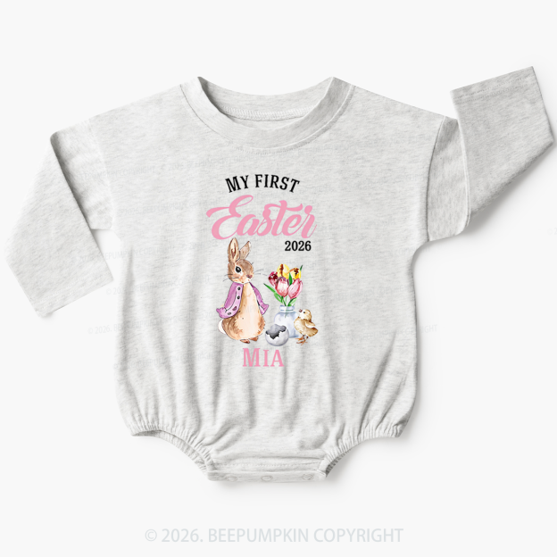 Personalized Little Pink Bunny’s First EasterBaby Bubble Romper