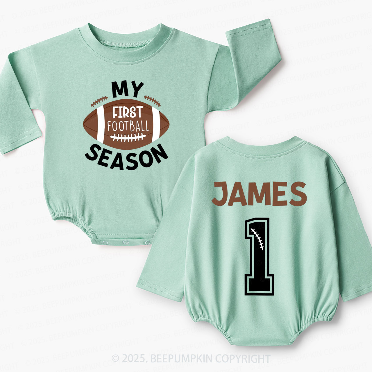 Personalized My First Football Season Baby Bubble Romper Beepumpkin