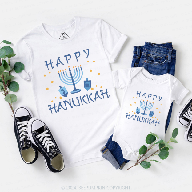 Happy Hanukkah Warmth by Candlelight Family T-Shirts Beepumpkin
