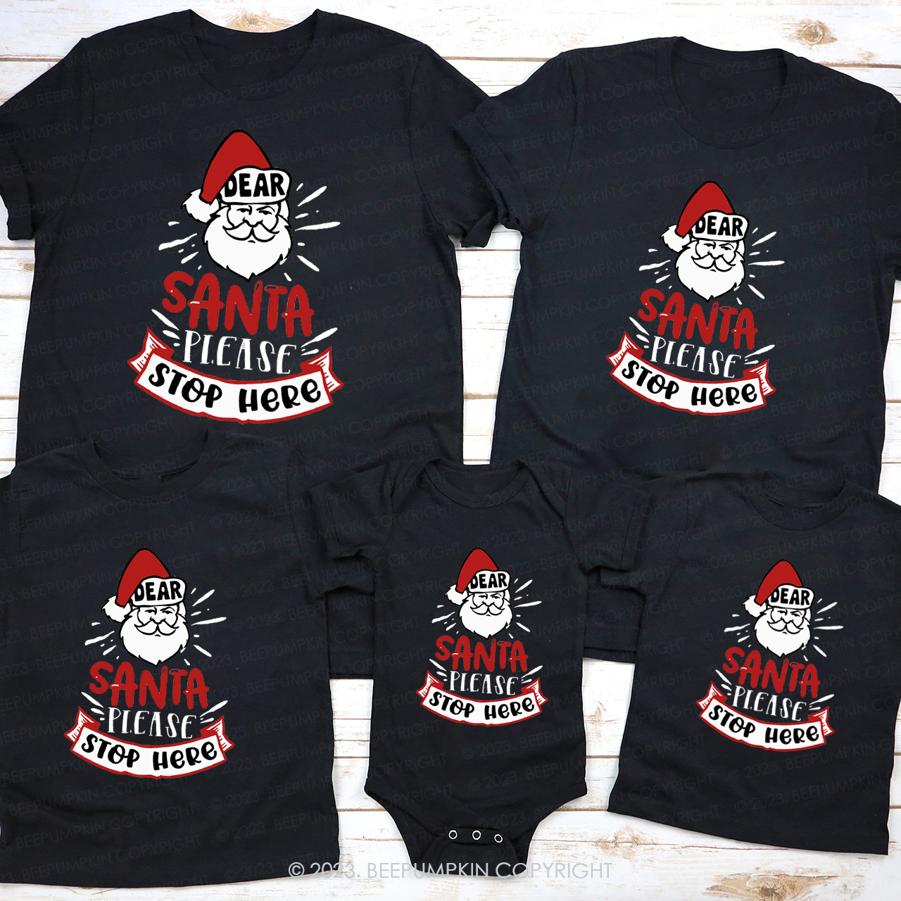 Dear Santa Please Stop Here Family Matching Shirts Beepumpkin