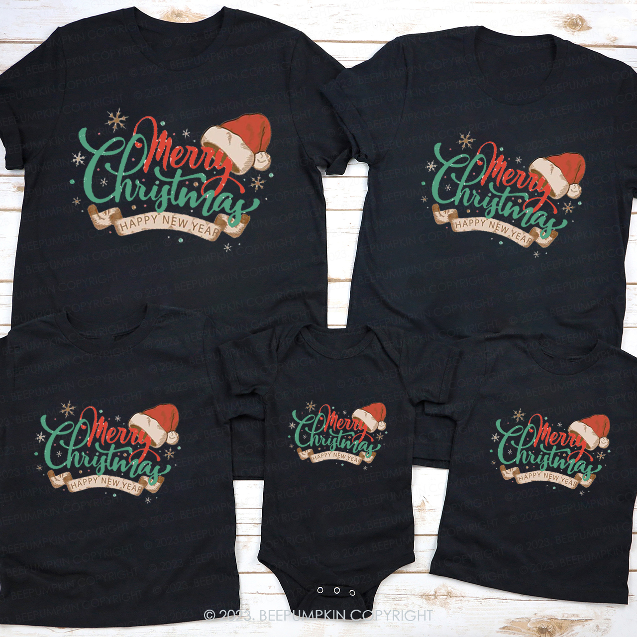 Christmas Happy New Year Family Matching Shirts Beepumpkin