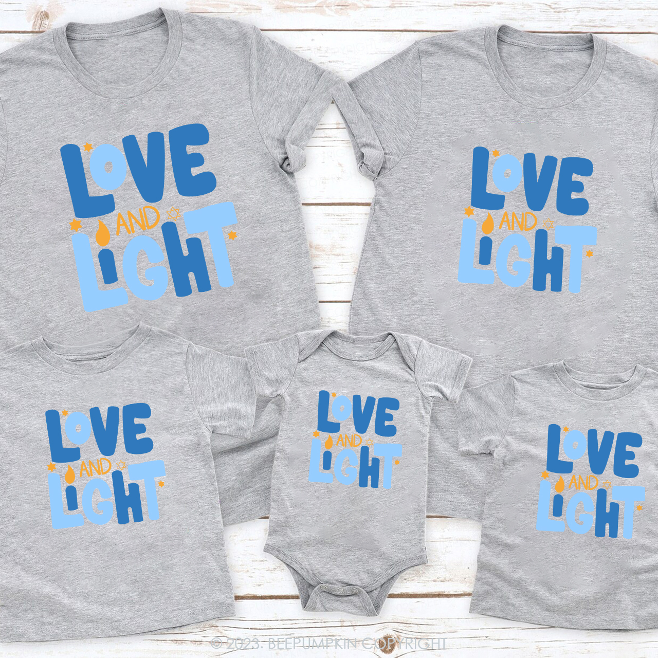 Love and Light  For Hanukkah Family T-Shirts Beepumpkin