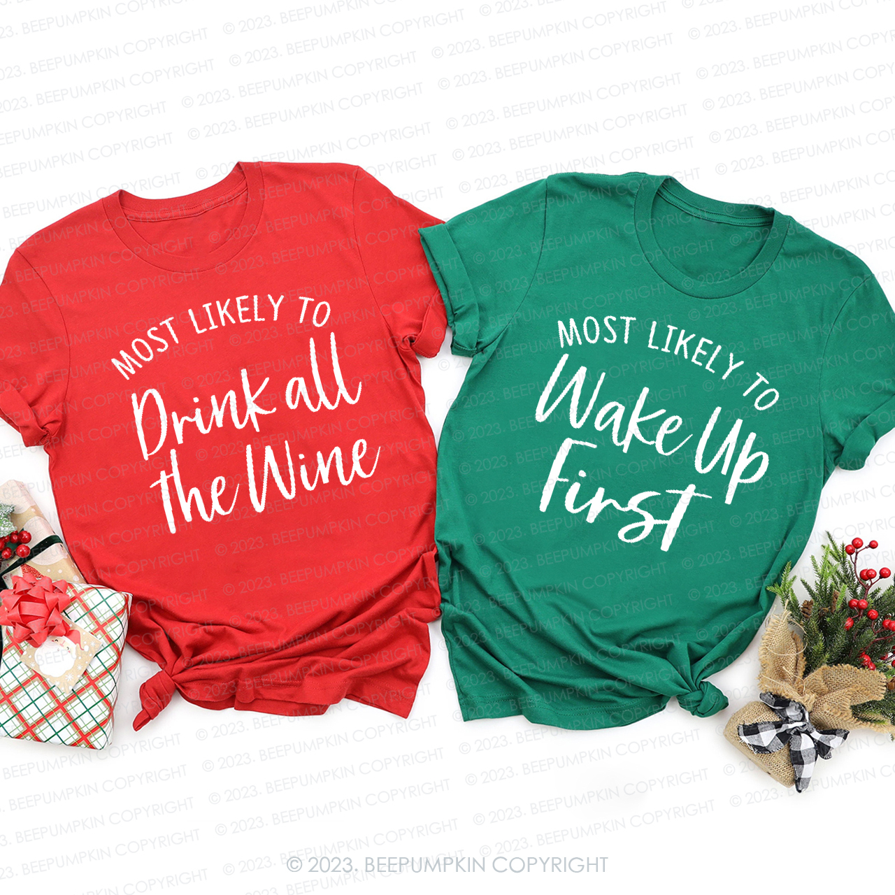 Most Likely To Funny Christmas Party Matching Shirts