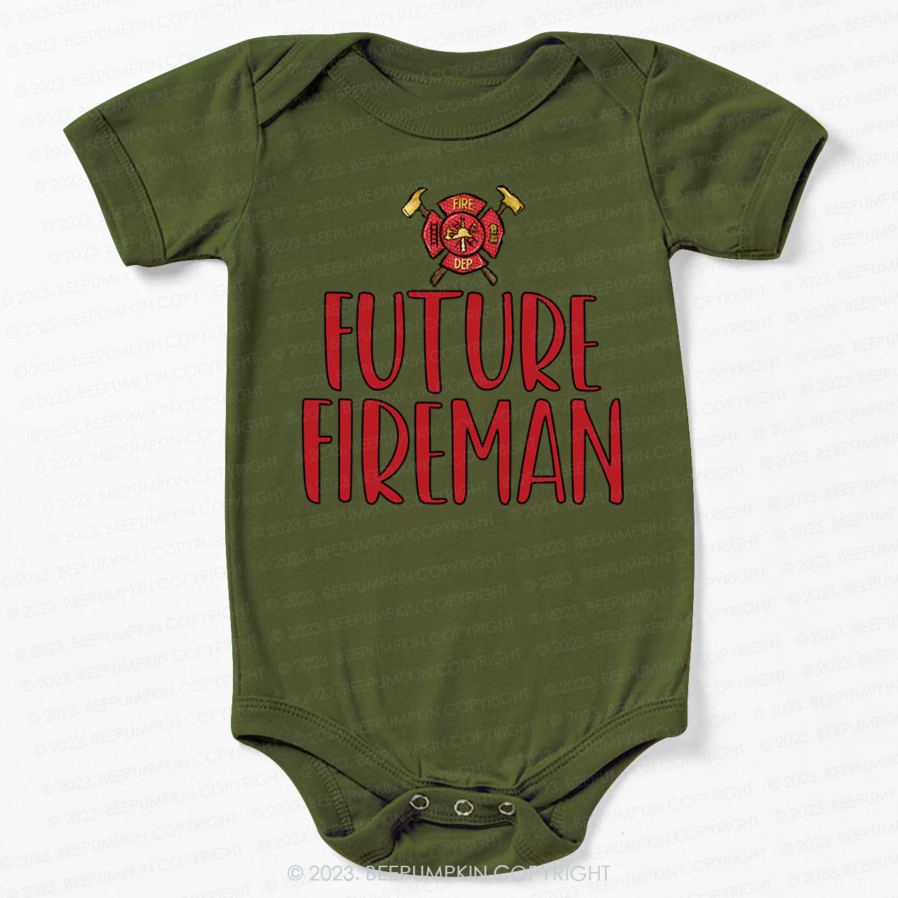 Future Fireman Firetruck Bodysuit For Baby