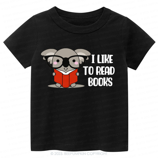 I Like To Read Books Elephant Kids Shirt