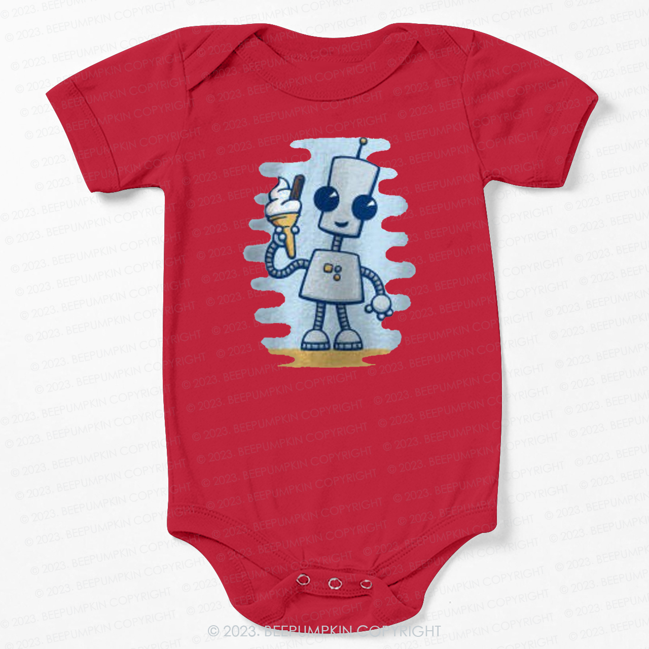 Ned's Ice Cream Cute Robot Bodysuit For Baby