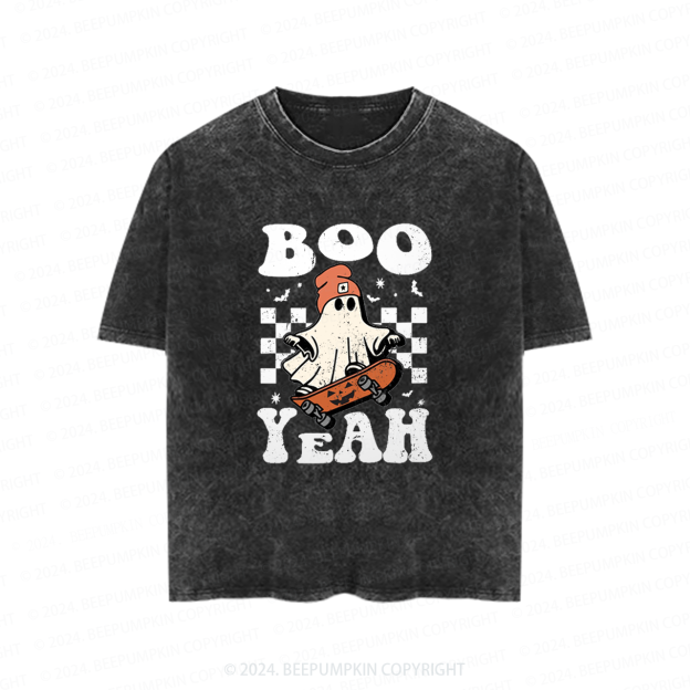 Boo Yeah Halloween Ghost Toddler&Kids Washed Tees          