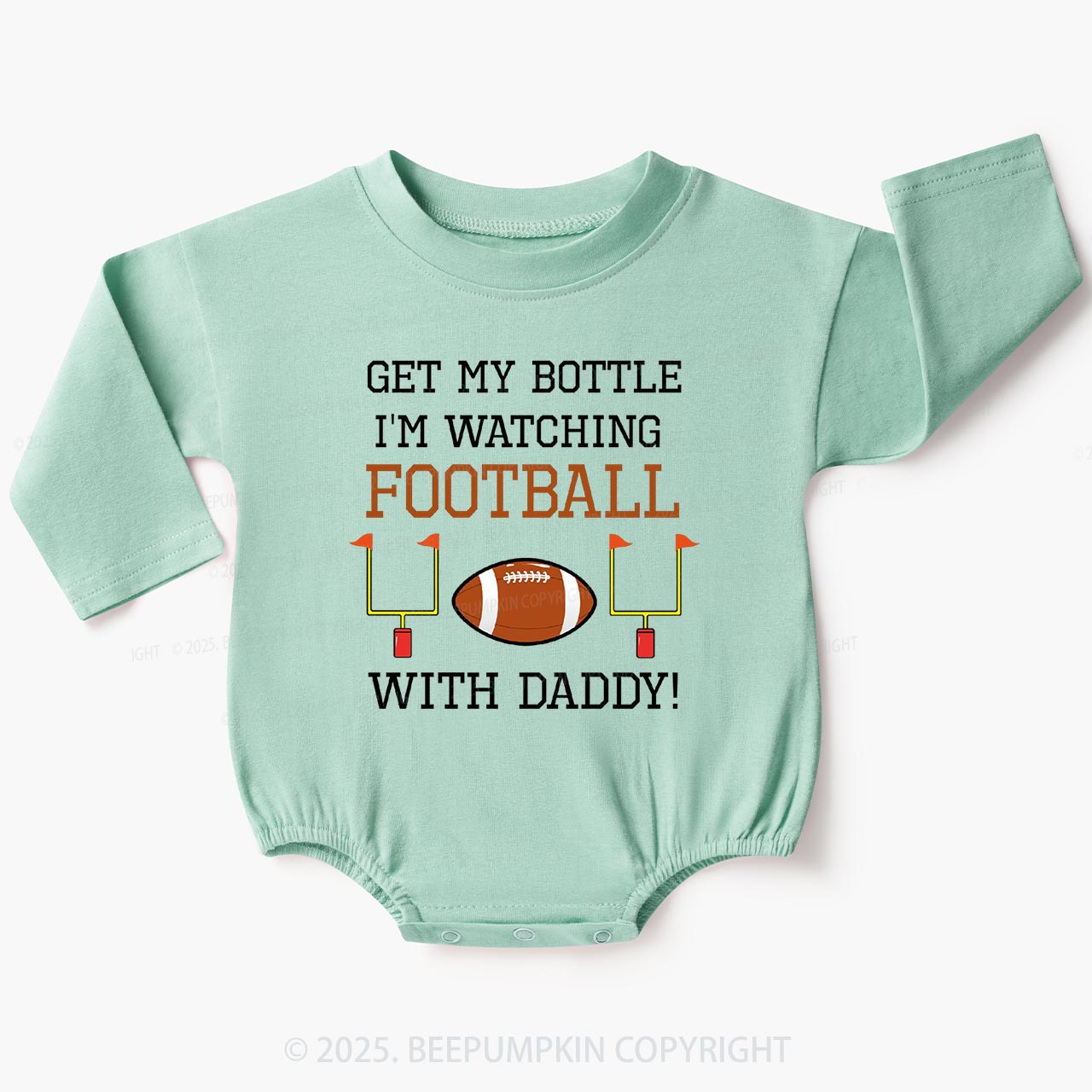 Football With Daddy Baby Bubble Romper Beepumpkin