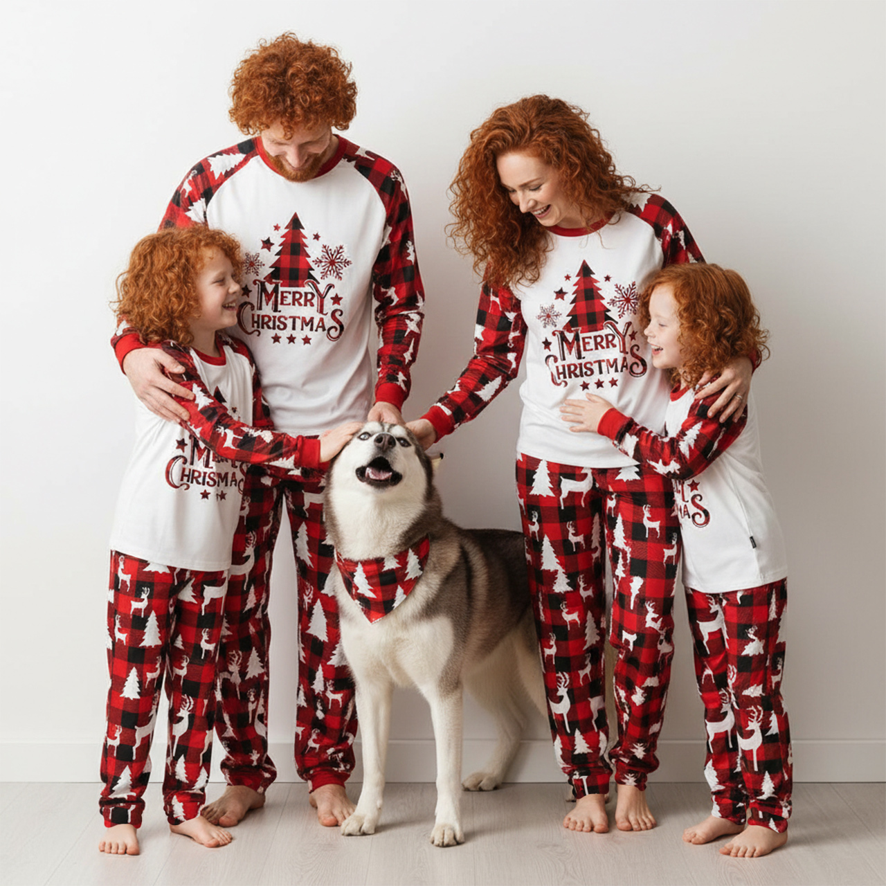 Buffalo Check Christmas Tree All-Over Print Family Matching Pajama Sets
