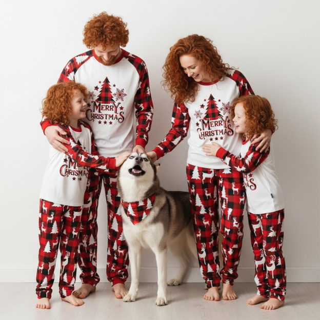 Buffalo Check Christmas Tree All-Over Print Family Matching Pajama Sets