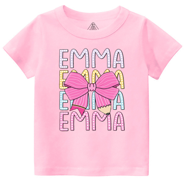 Personalized  Pink Bow Toddler&Kid's Tees Beepumpkin 