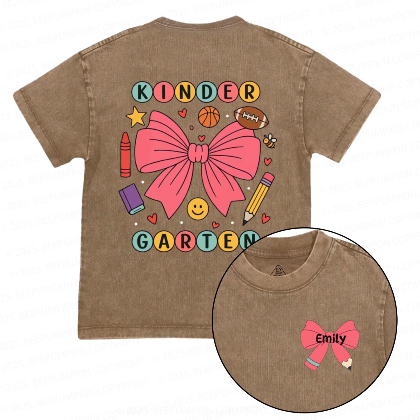 Personalized Coquette Kindergarten Toddler&Kids Washed Tees