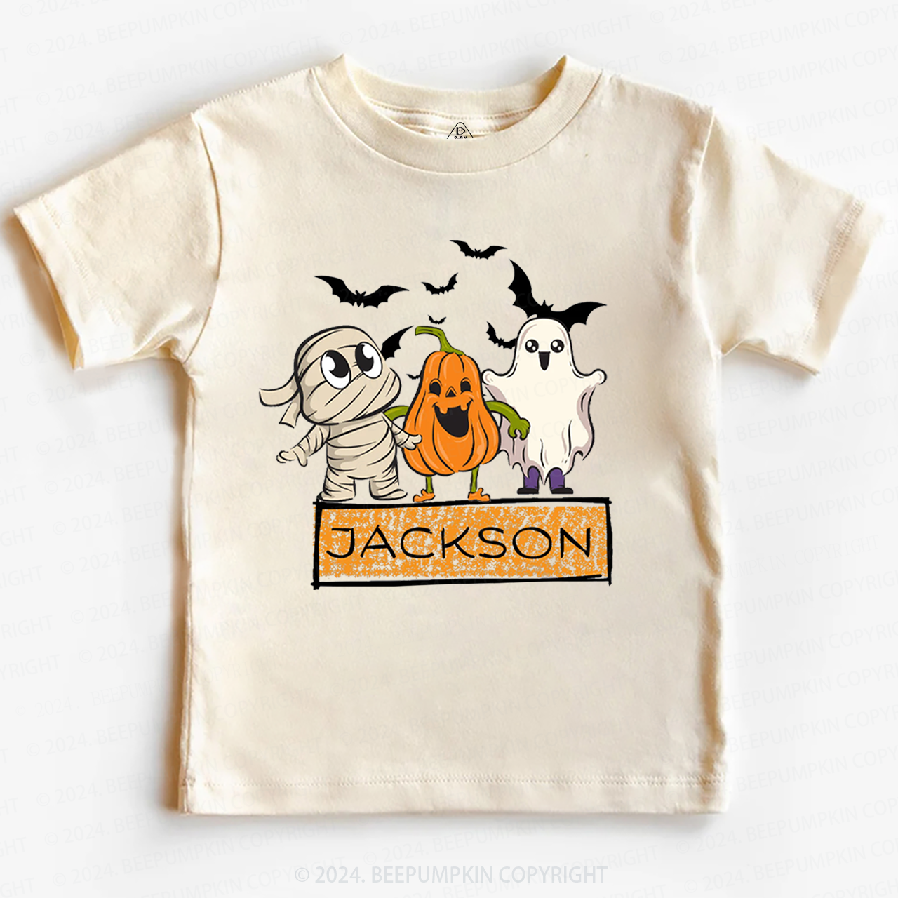 Personalized Name Halloween Bandage Ghost Toddler&Kids Tees 