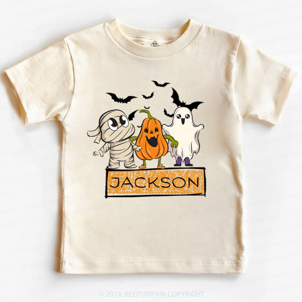 Image of Personalized Name Halloween Bandage Ghost Toddler&Kids Tees