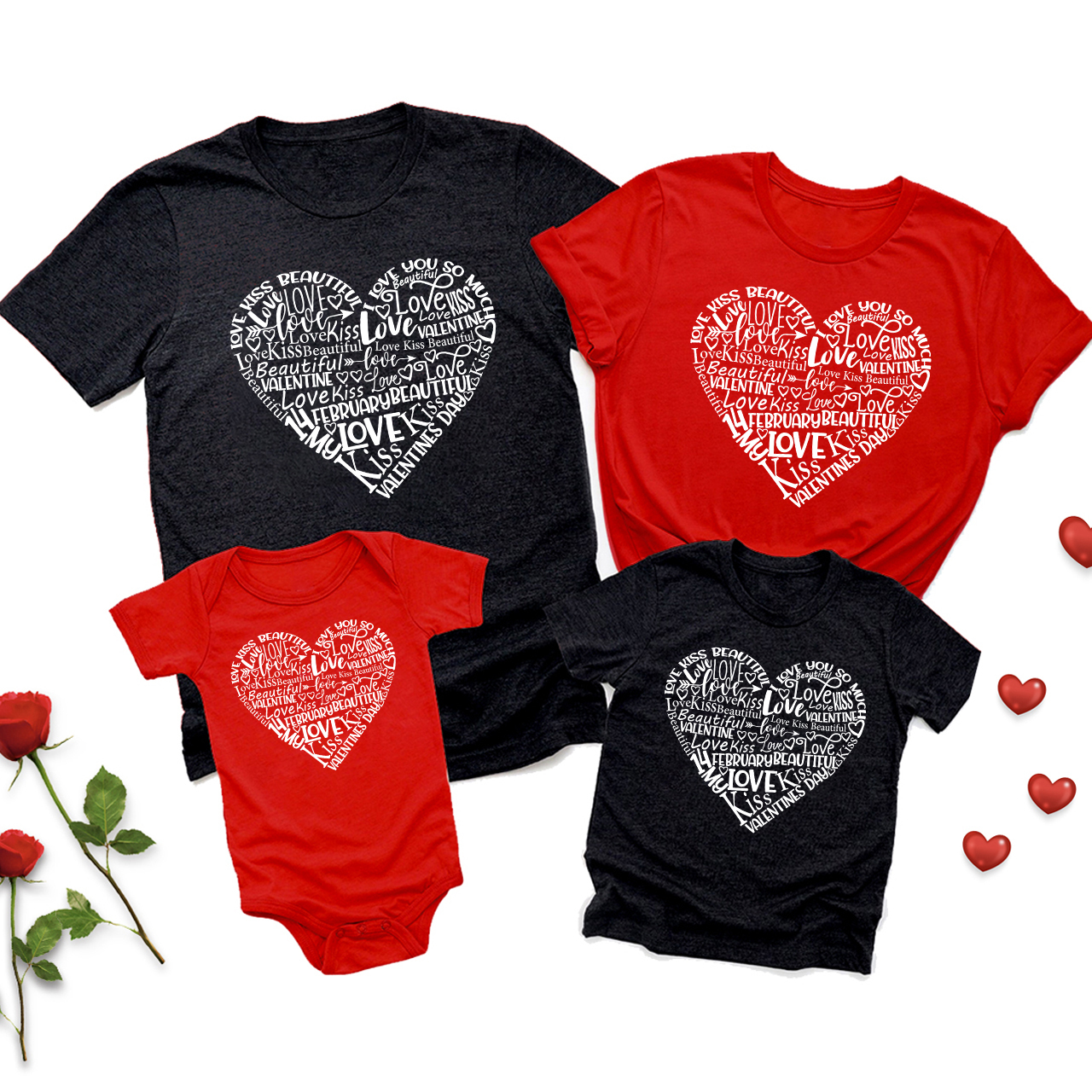 Beautiful Love Valentine Family Matching Shirts