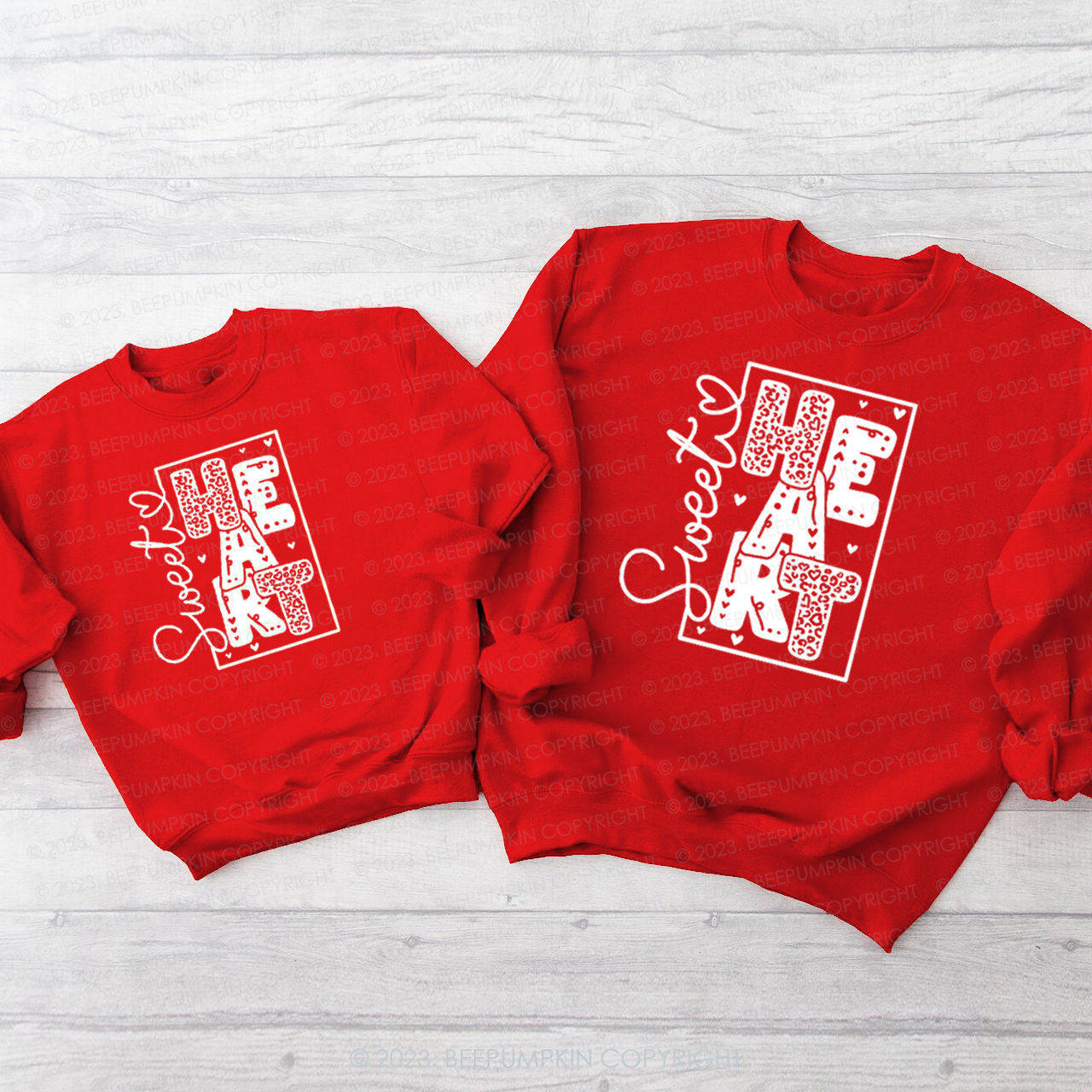 Leopard Sweet Heart Matching Valentine‘s Sweatshirt