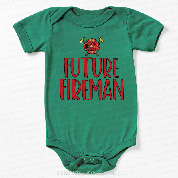 Future Fireman Firetruck Bodysuit For Baby