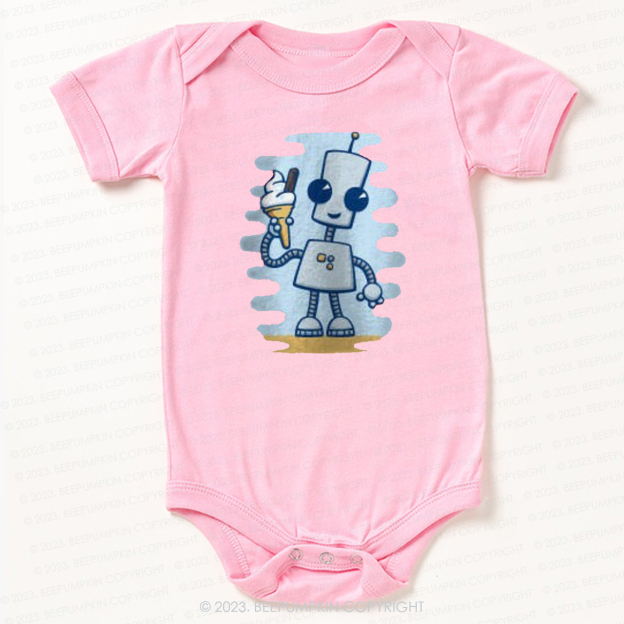 Ned's Ice Cream Cute Robot Bodysuit For Baby