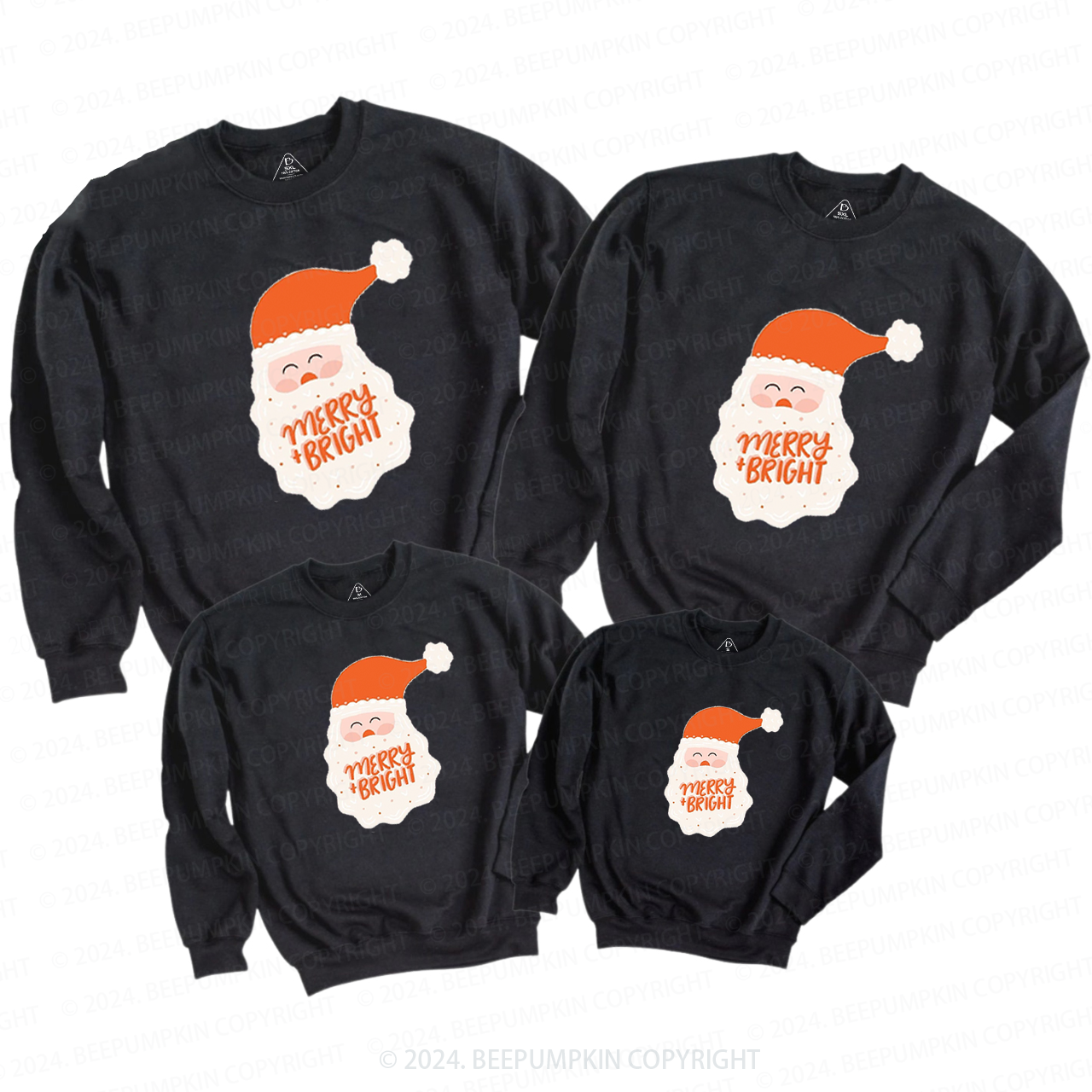 Merry & Bright Santa Christmas  Family Christmas Sweatshirt
