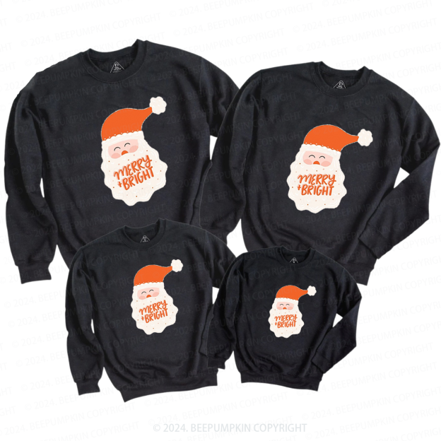 Merry & Bright Santa Christmas  Family Christmas Sweatshirt