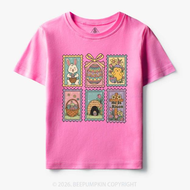 He Is Risen Easter Stamp Toddler&Kid's Tees