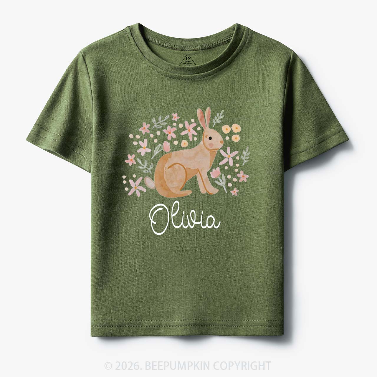 Personalized Watercolor Bunny Blooms Toddler&Kid's Tees