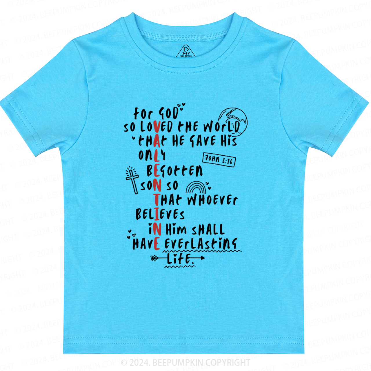 For God So Loved The World Toddler&Kids Tees Beepumpkin