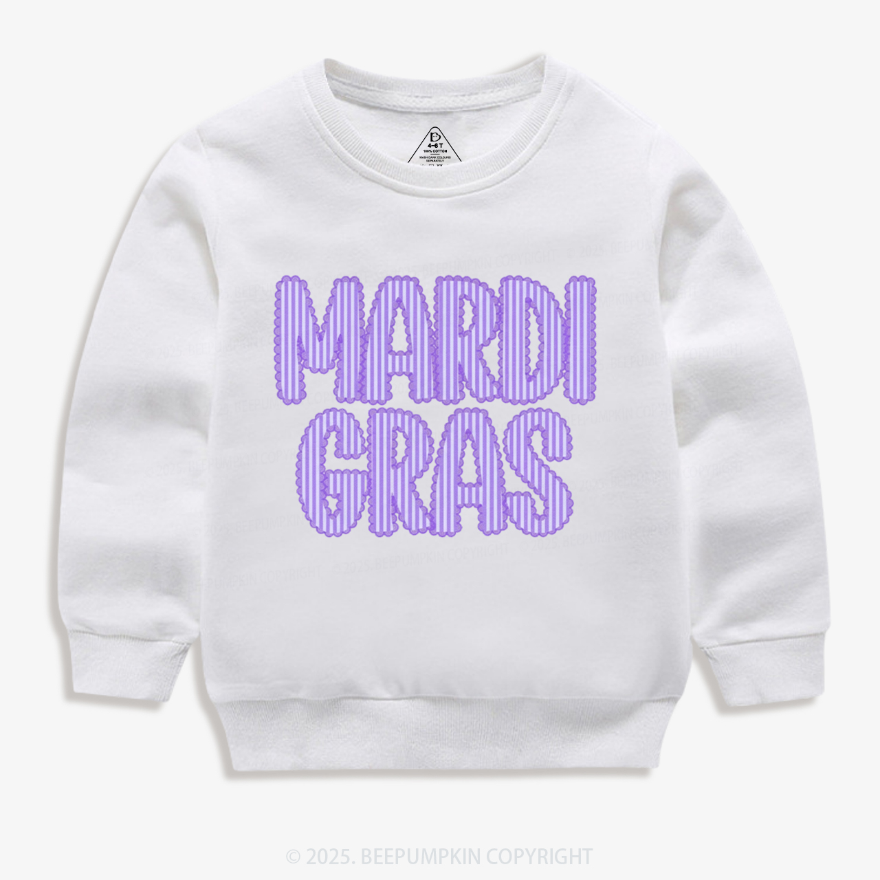 Purple Seersucker Mardi Gras Kid's Sweatshirt