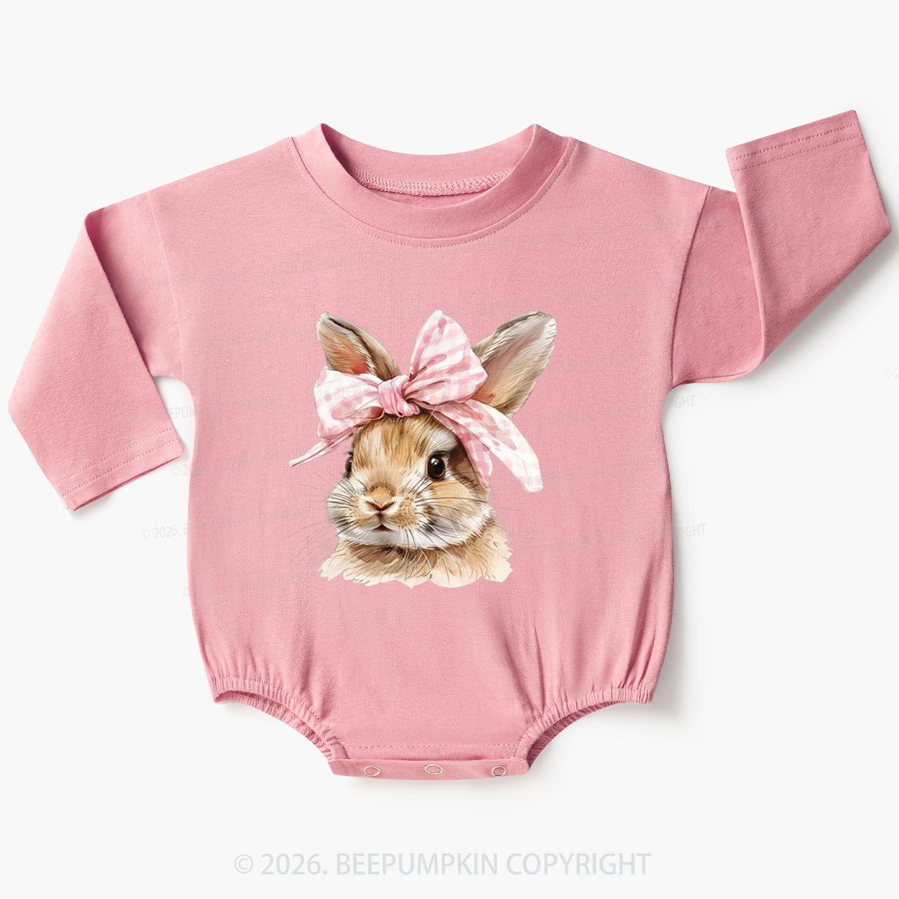 Cute Bunny with Bow Easter Baby Bubble Romper