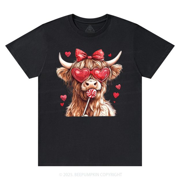 Highland Cow Valentine's Day T-Shirts Beepumpkin