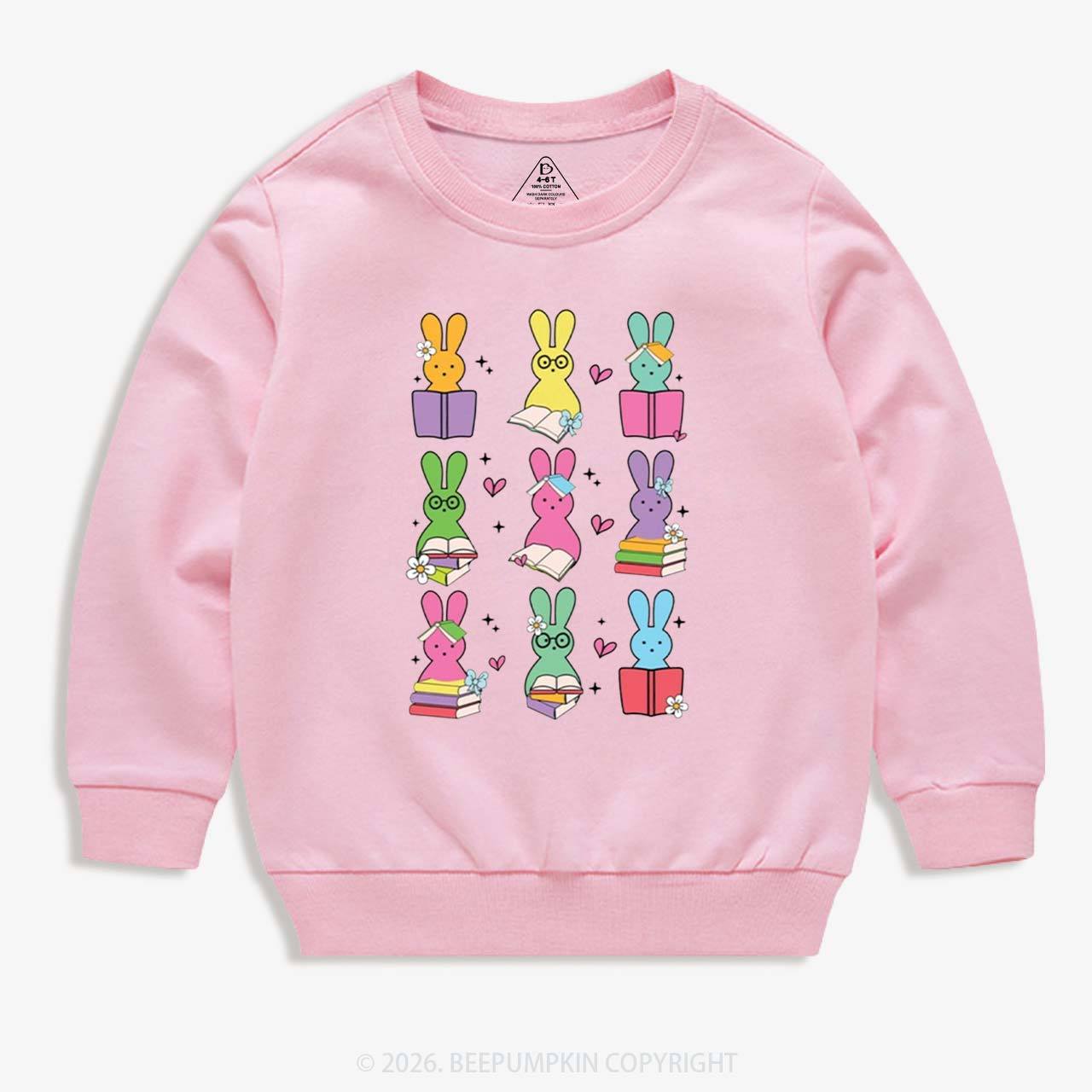Book Lover Easter Bunnies Kid's Sweatshirt