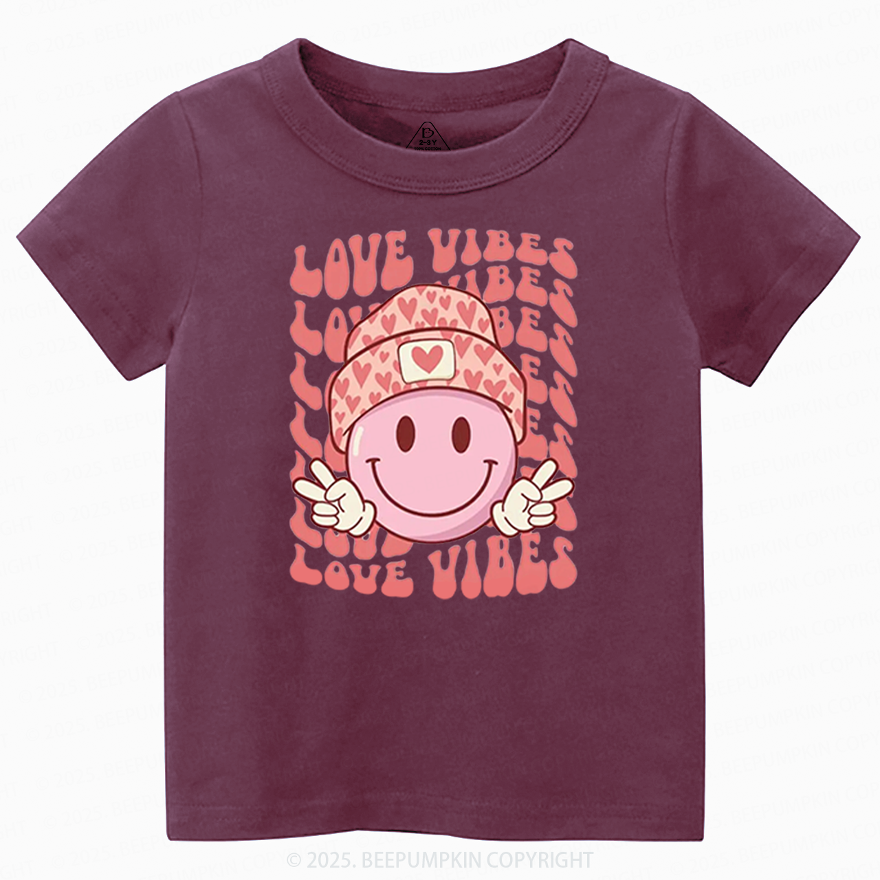 Love Vibes Valentines Day Toddler&Kids Tees Beepumpkin