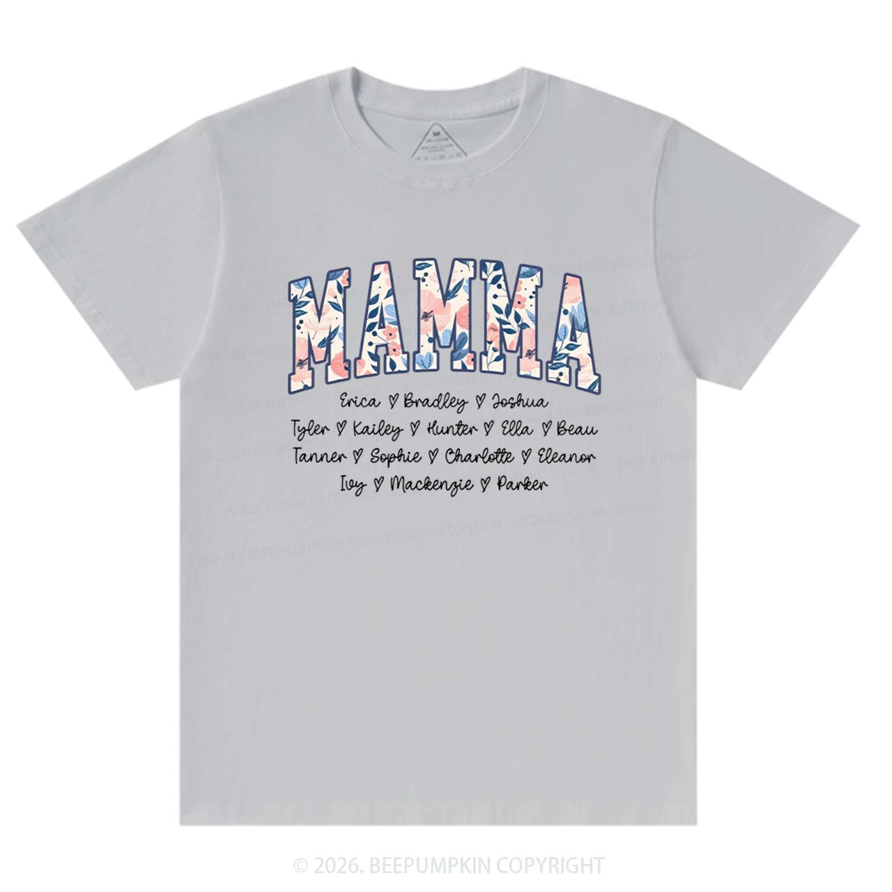 Personalized Floral with Names Mother's Day T-Shirts