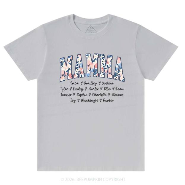 Personalized Floral with Names Mother's Day T-Shirts