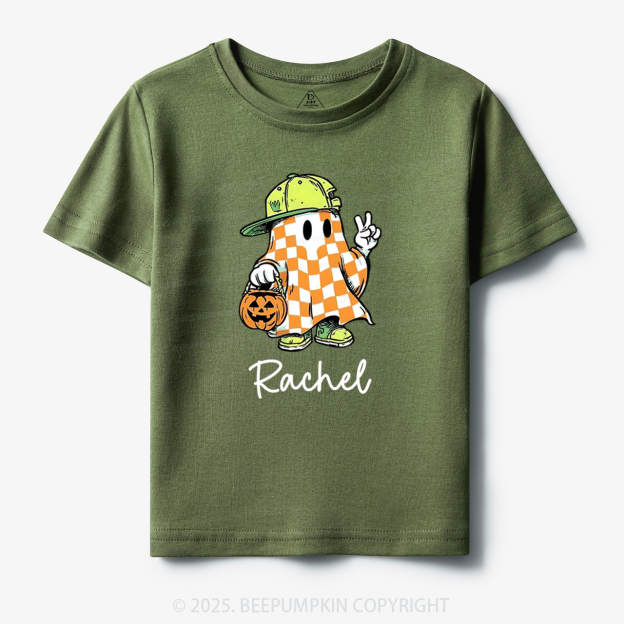 Personalized Name Spooky Dude Pumpkin Ghost Toddler&Kid's Tees Beepumpkin