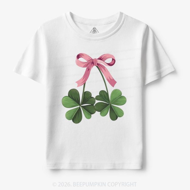 Lucky Shamrock Bow St Patrick's Day Toddler&Kid's Tees Beepumpkin