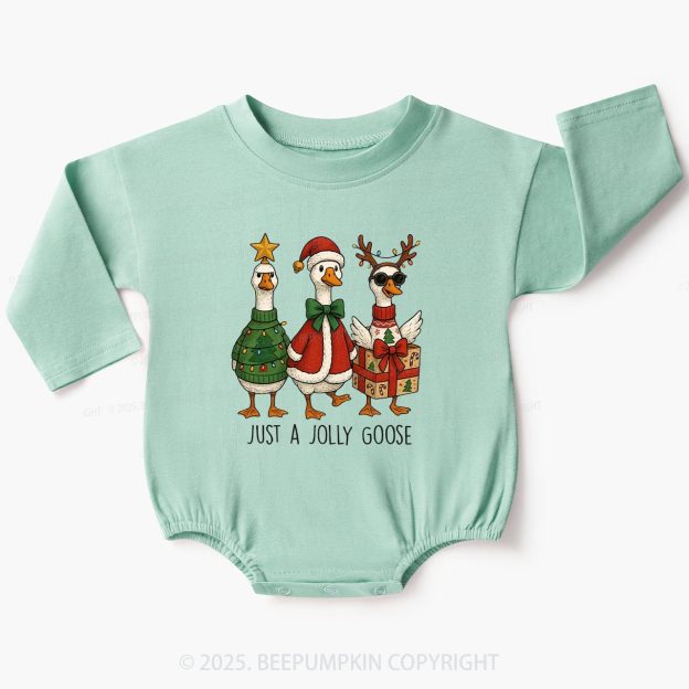 Silly Goose Girly Christmas Baby Bubble Romper Beepumpkin