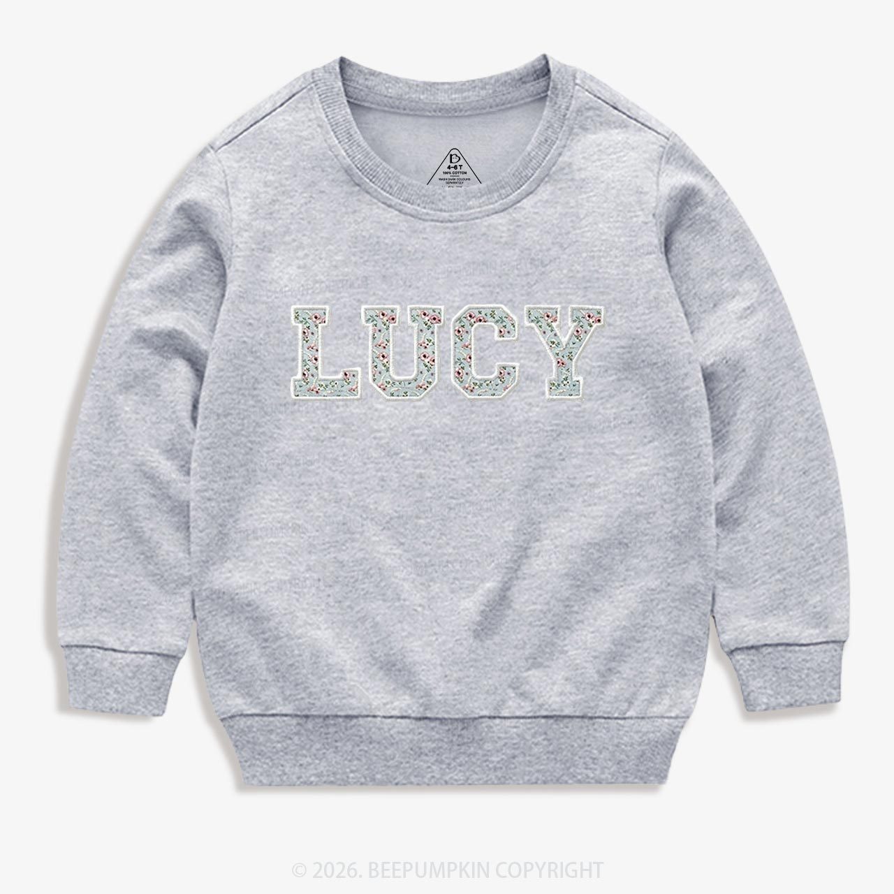 Personalized Vintage Blue Rose Applique Toddler&Kid's Sweatshirt