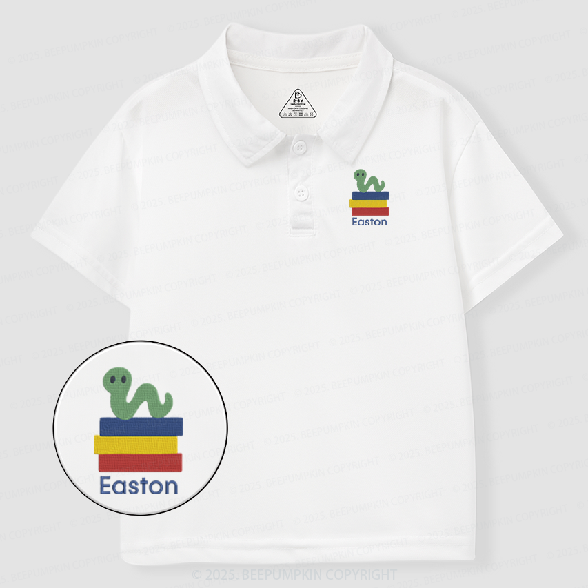 Embroidery Personalized Caterpillar Book Toddler&Kid's Polo Shirt Beepumpkin