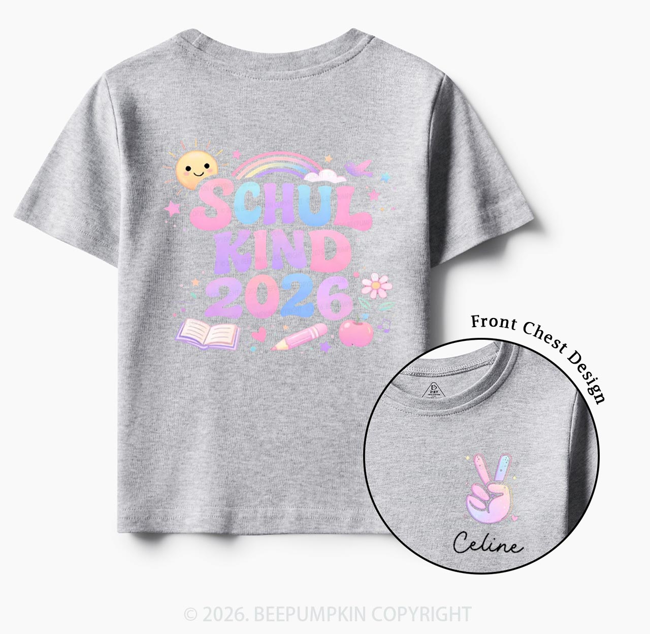 Personalized School Kid 2026 Peace & Sunshine Toddler&Kid's Shirts