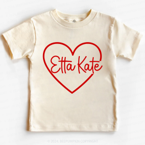 Image of Personalized Valentine Heart Name Toddler&Kids Tees Beepumpkin