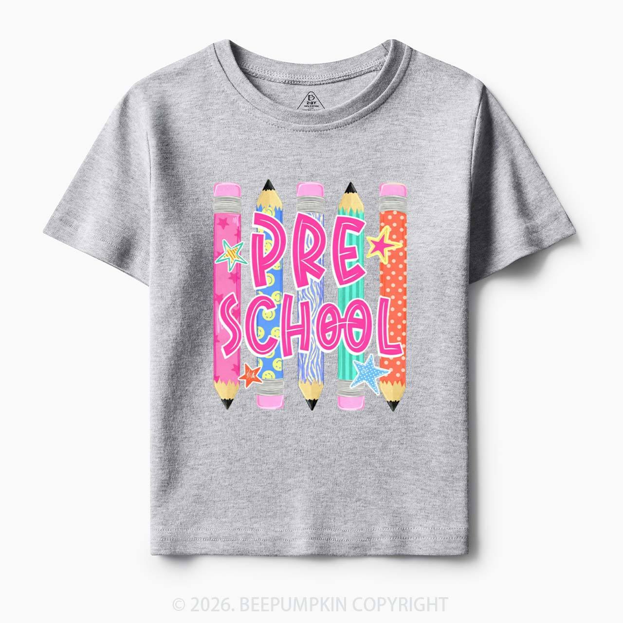 Personalized Grade Level Colorful Pencil Toddler&Kid's Tees