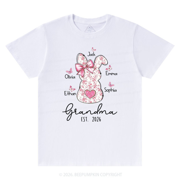 Personalised Pink Floral Butterfly Bunny Easter T-Shirt