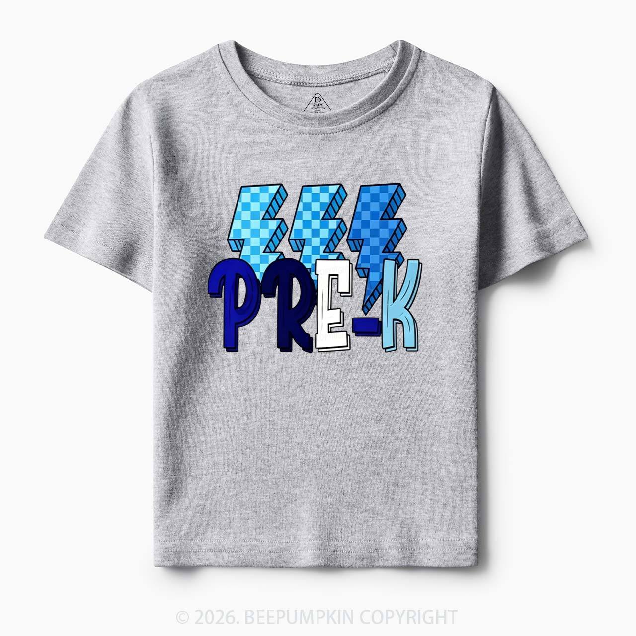 Pixel Blue Checkered Grade Level Toddler&Kid's Tees