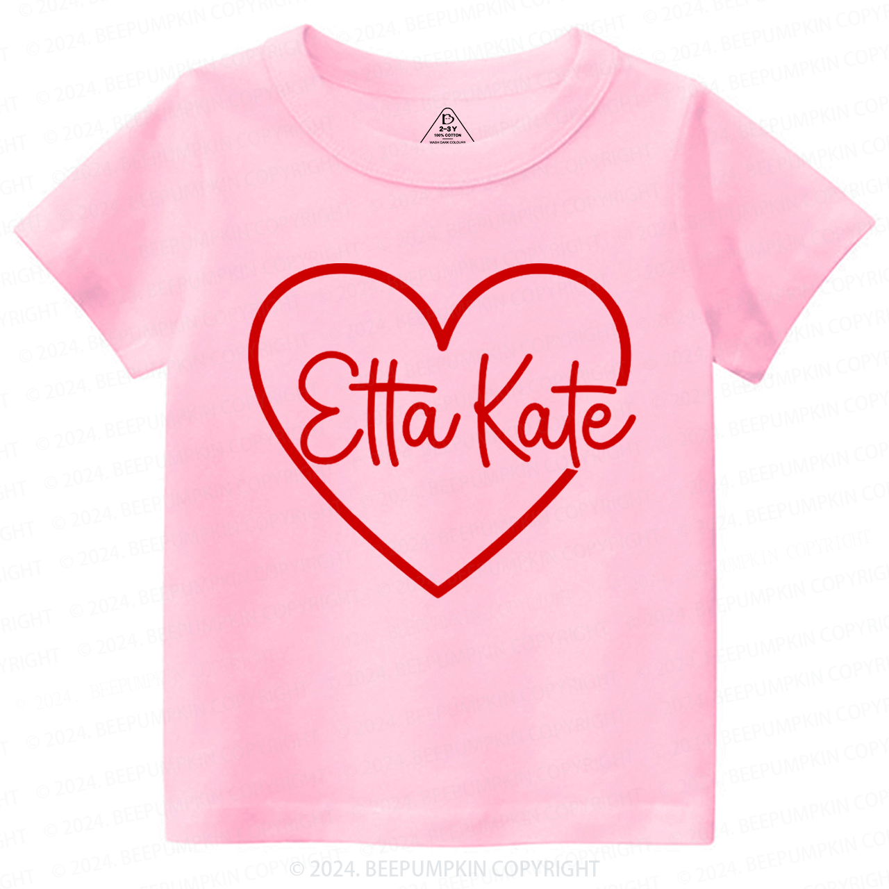 Personalized Valentine Heart Name Toddler&Kids Tees Beepumpkin