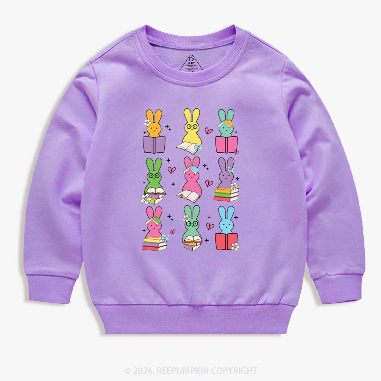 Book Lover Easter Bunnies Kid's Sweatshirt