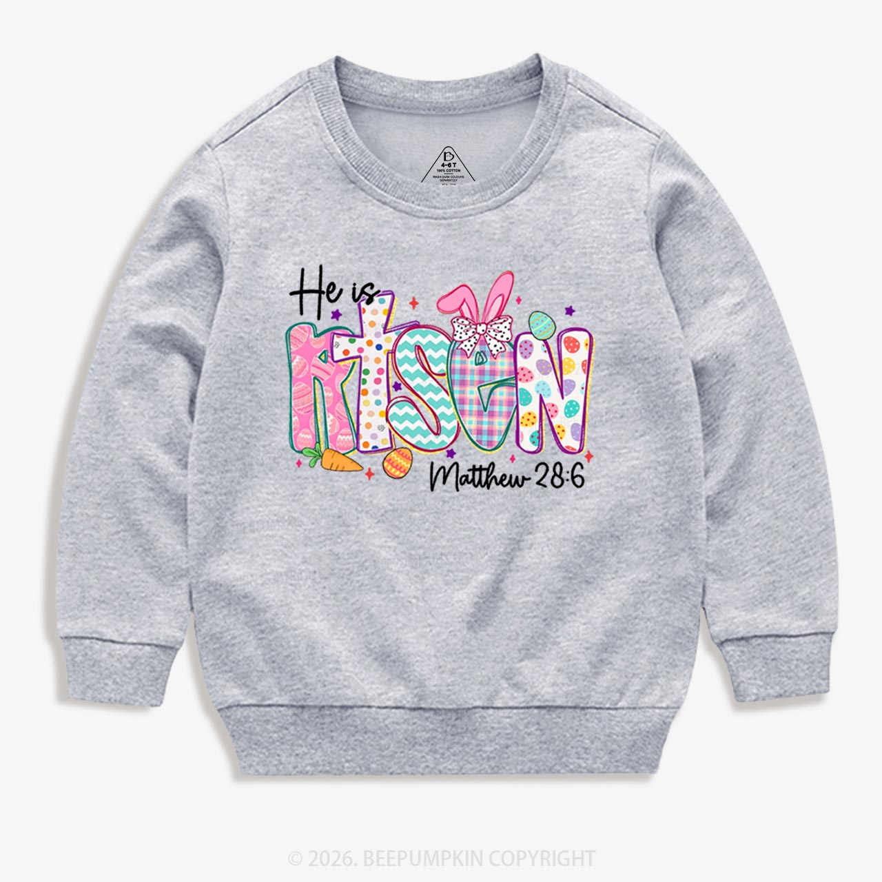 He Is Risen Christian Easter Kid's Sweatshirt