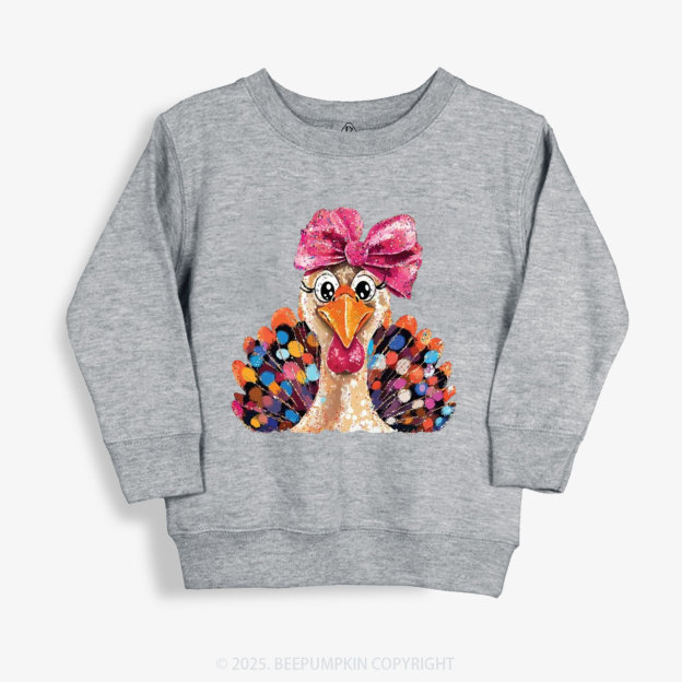 Turkey At The Table Thanksgiving Kid's Sweatshirt