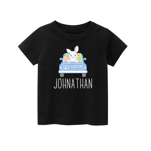 Personalized Easter Cute Bunny Truck Kids Shirt