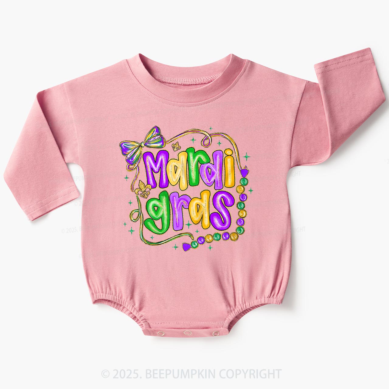 Brushstroke Mardi Gras Baby Bubble Romper Beepumpkin